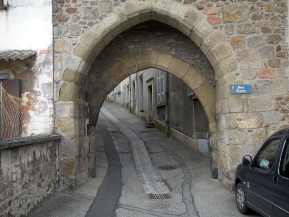 Through an ancient village gate on the trail from Lyon to Le-Puy, France 2009